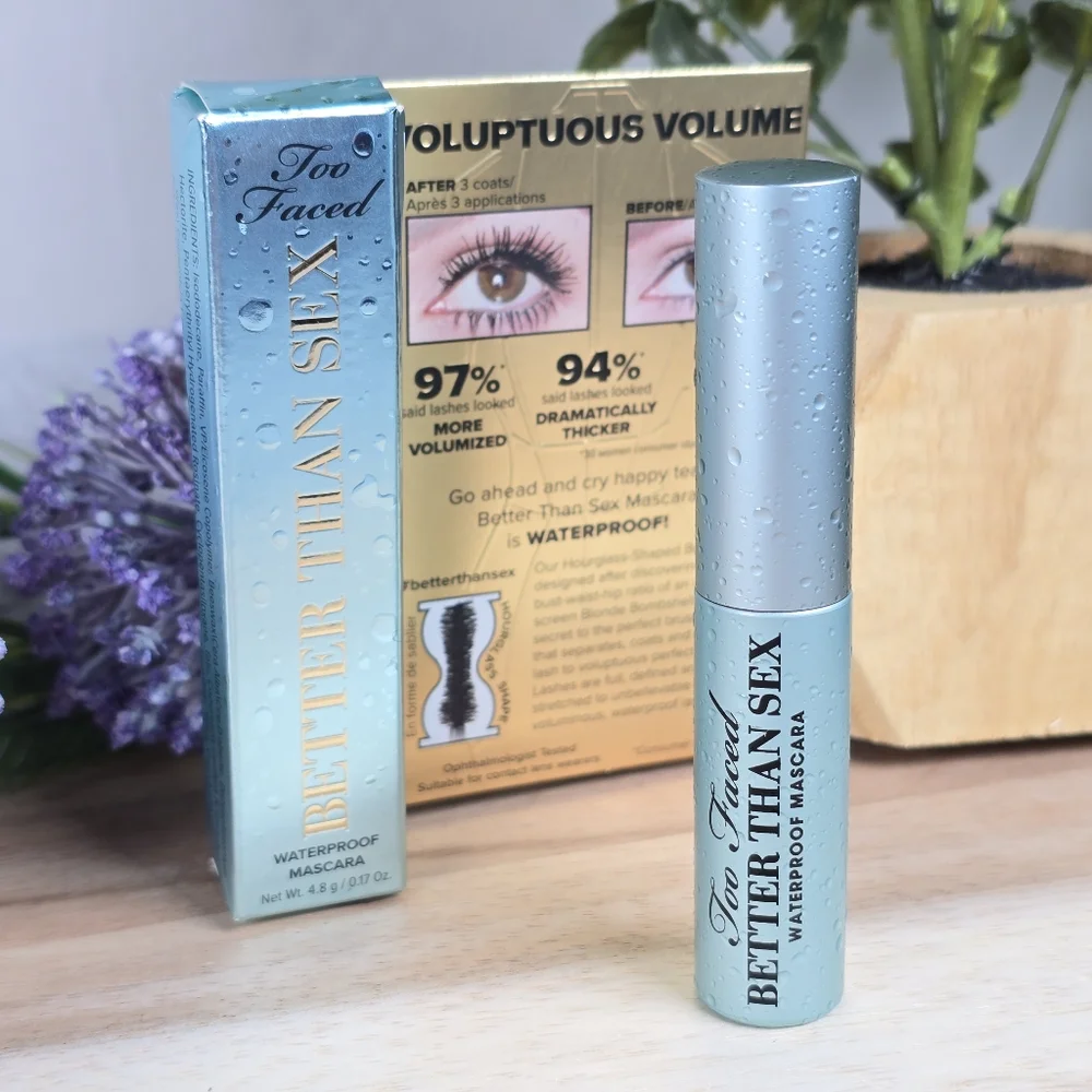 Too Faced Better Than Sex Waterproof Black Mascara 0.17 OZ Travel Size New